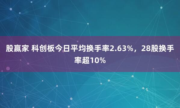 股赢家 科创板今日平均换手率2.63%，28股换手率超10%